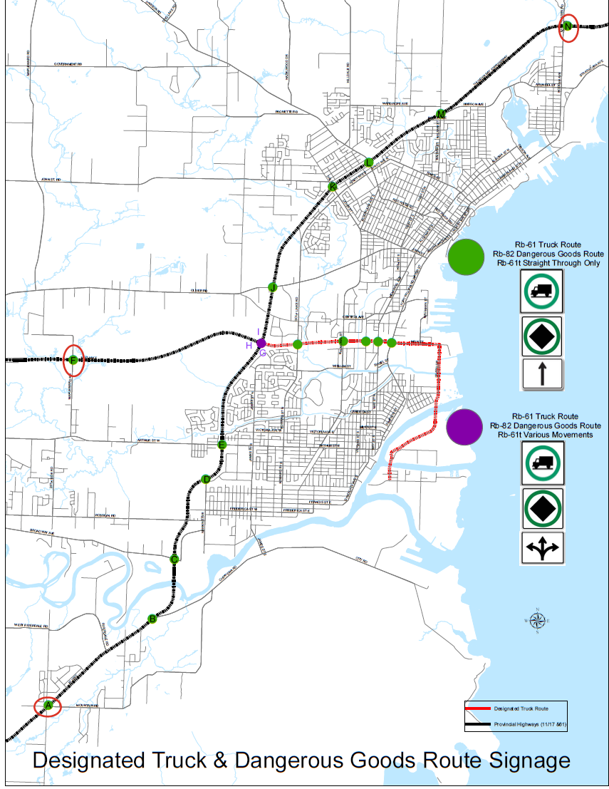 Designated Truck Route Map Map illustrating the Designated Truck Route through Thunder Bay