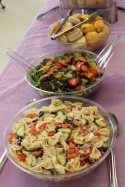 Special Ocassion Dinner three bowls of food with serving utensils