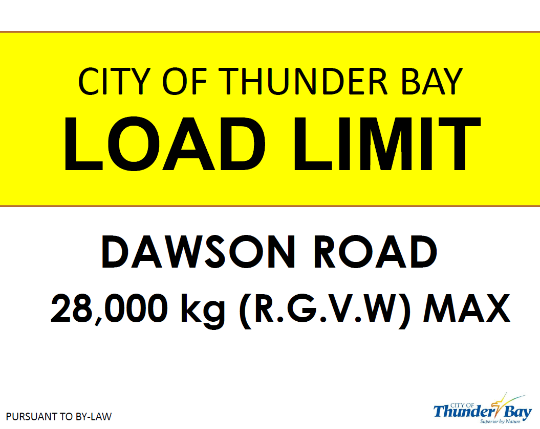 MTO DTR Dawson Rd Graphic of MTO signage found on Designated Truck Route
